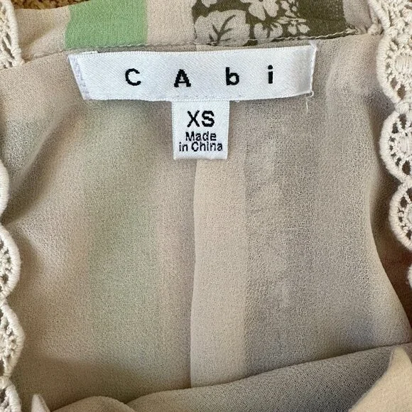Cabi Whisper Gauze Tank Top Size XS floral and stripe design with Crochet BOHO - Picture 7 of 8